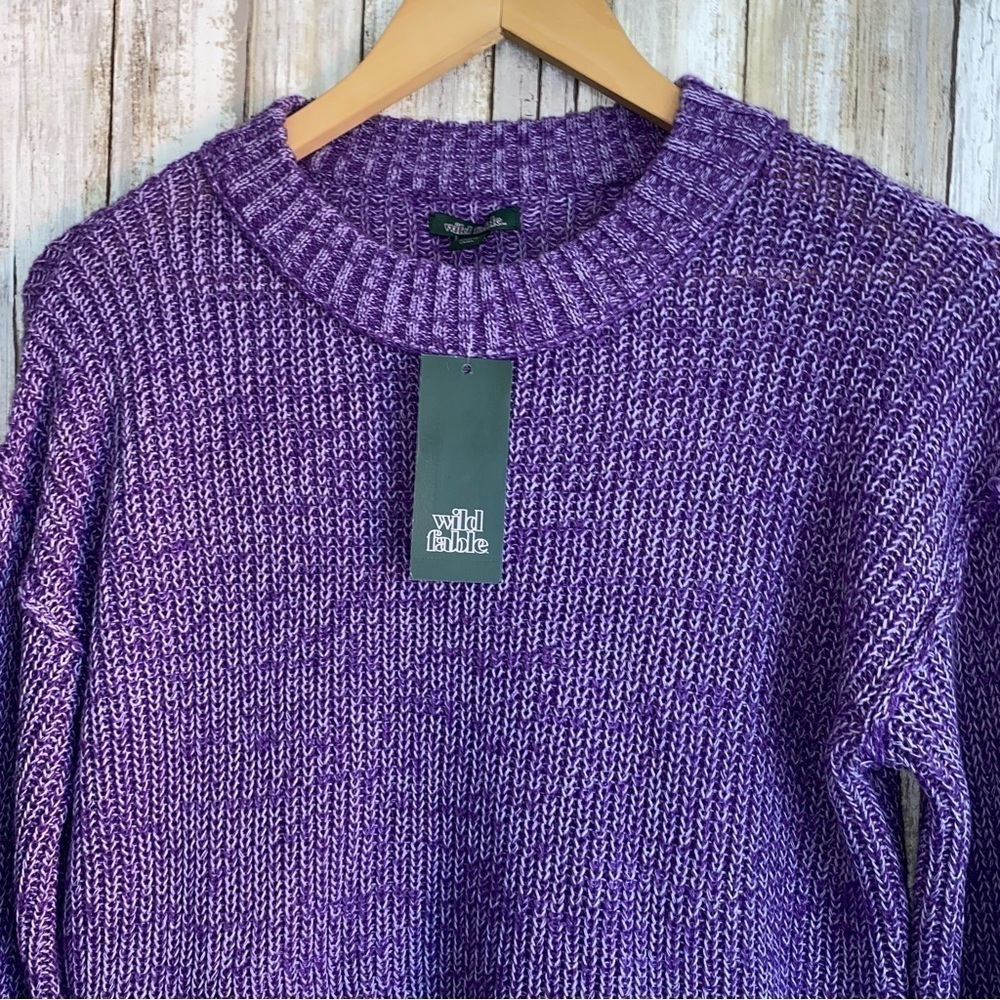 NWT Wild Fable Purple Crop Wide Sleeve Sweater - Picture 7 of 7